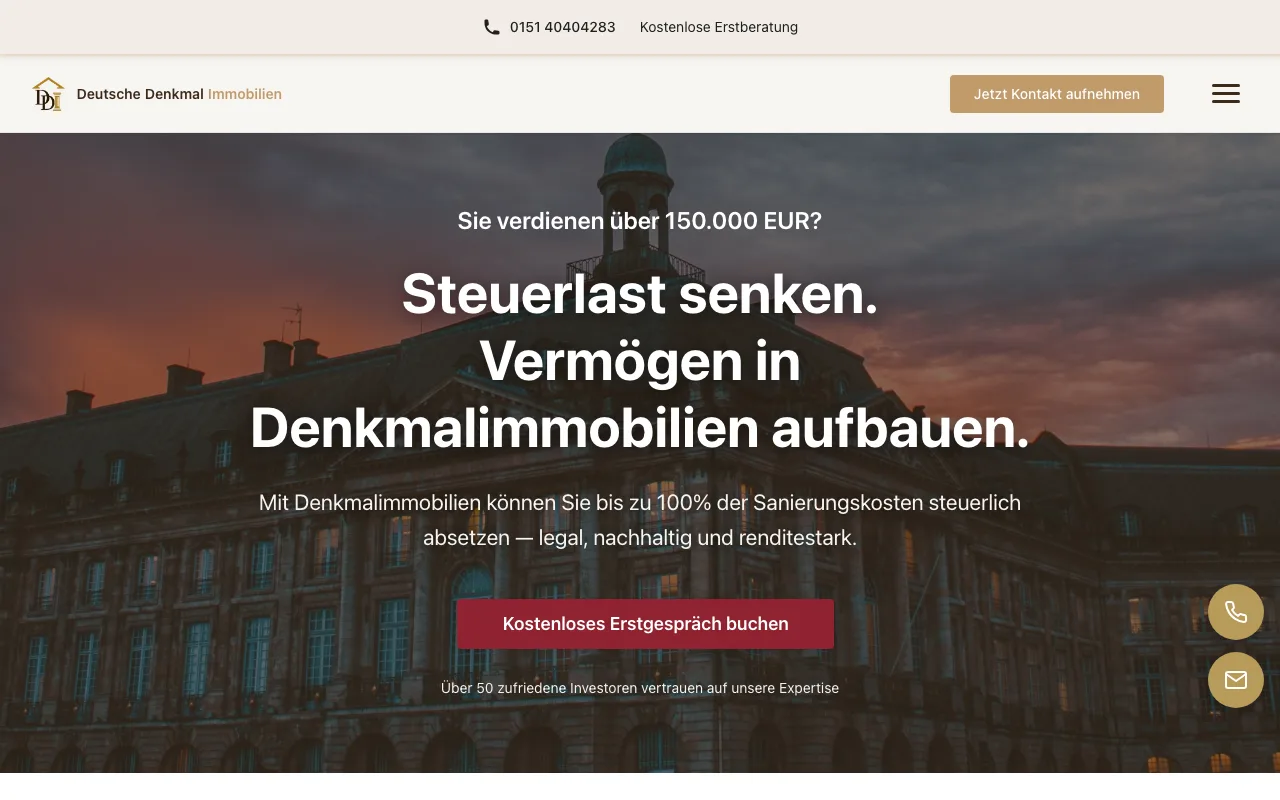 Deutsche Denkmalimmobilien on desktop