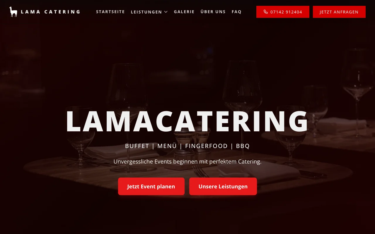 LamaCatering on desktop