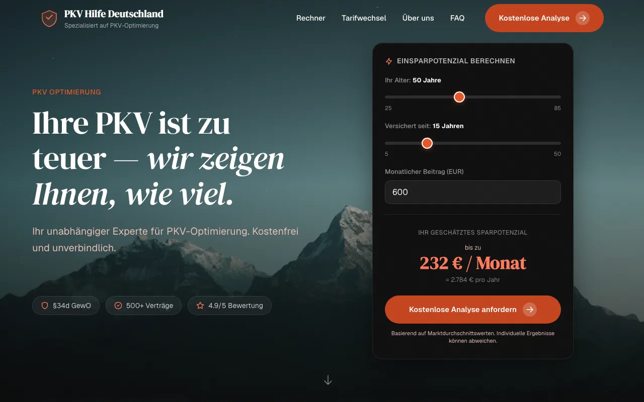 PKV Hilfe Deutschland on desktop