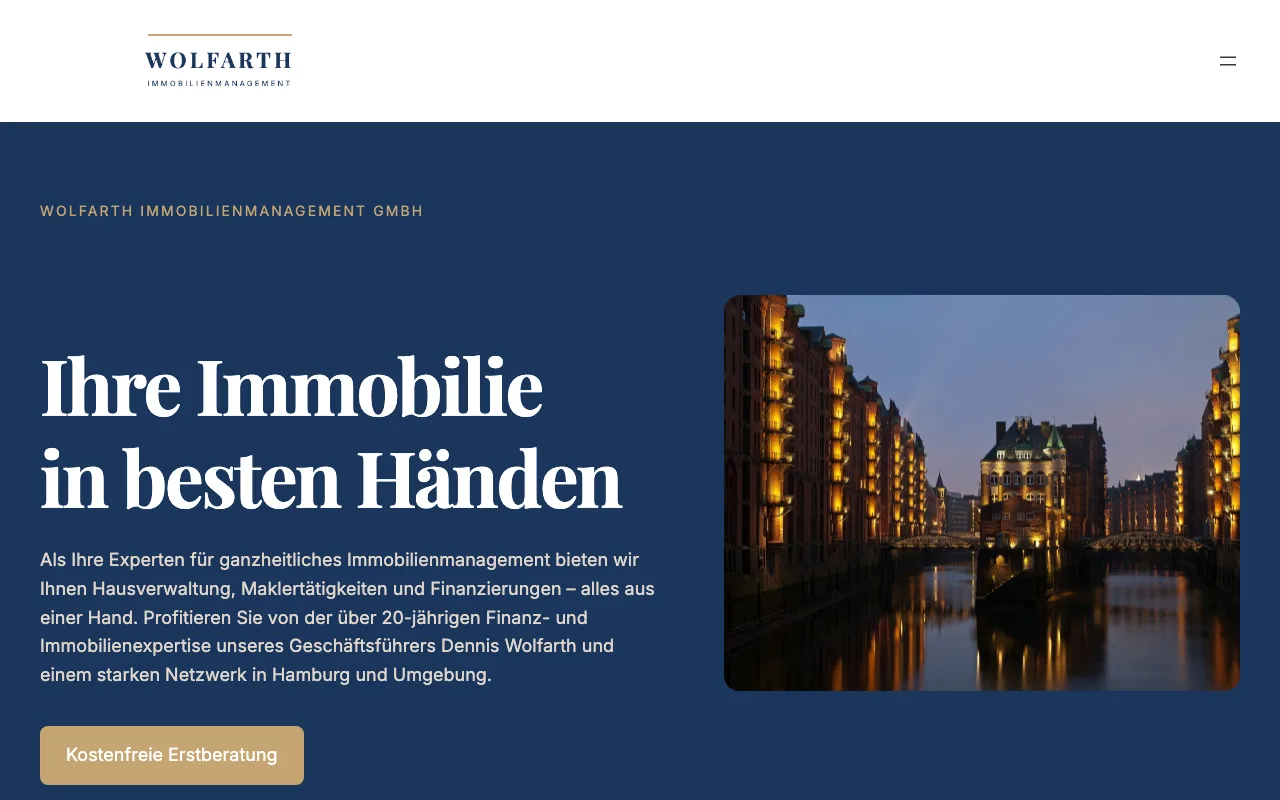 Wolfarth Immobilienmanagement on desktop