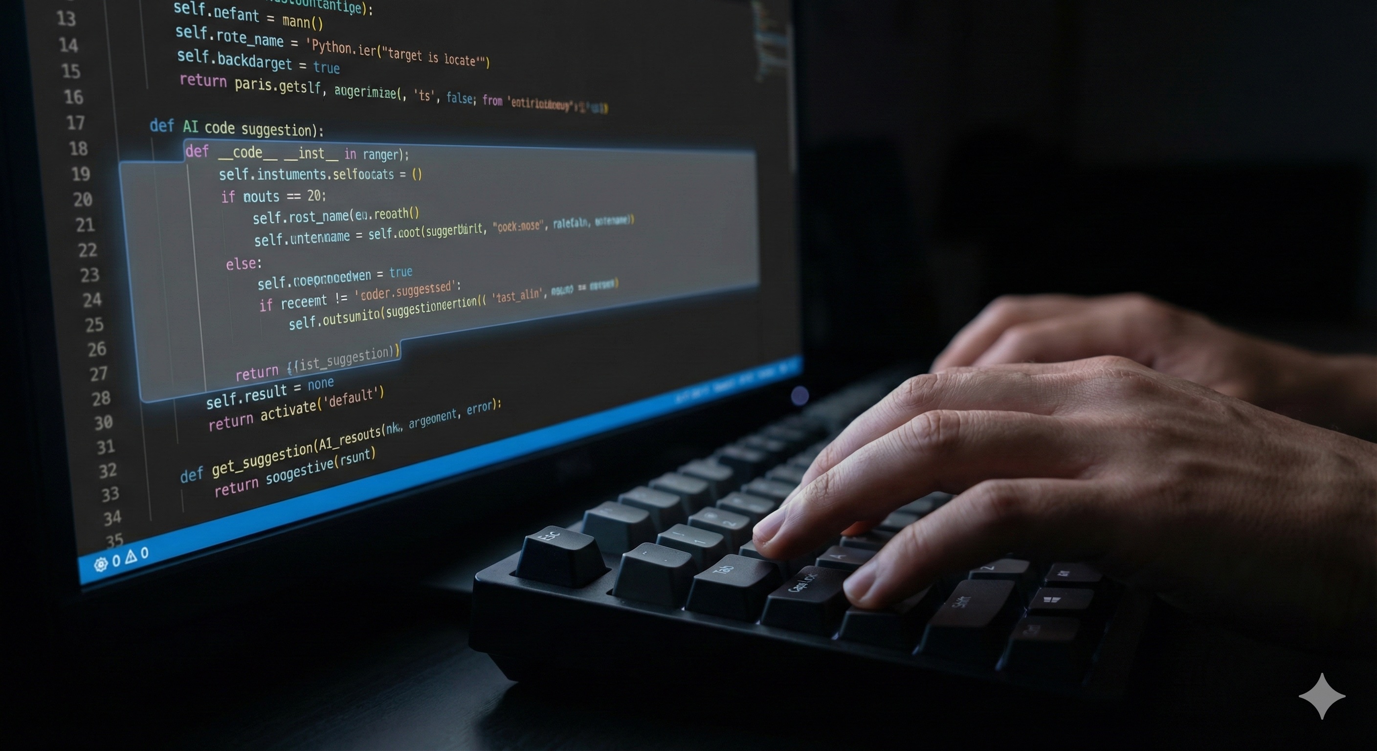 KI-Programmierung für Fortgeschrittene: Entwickler programmiert KI-Code am Laptop