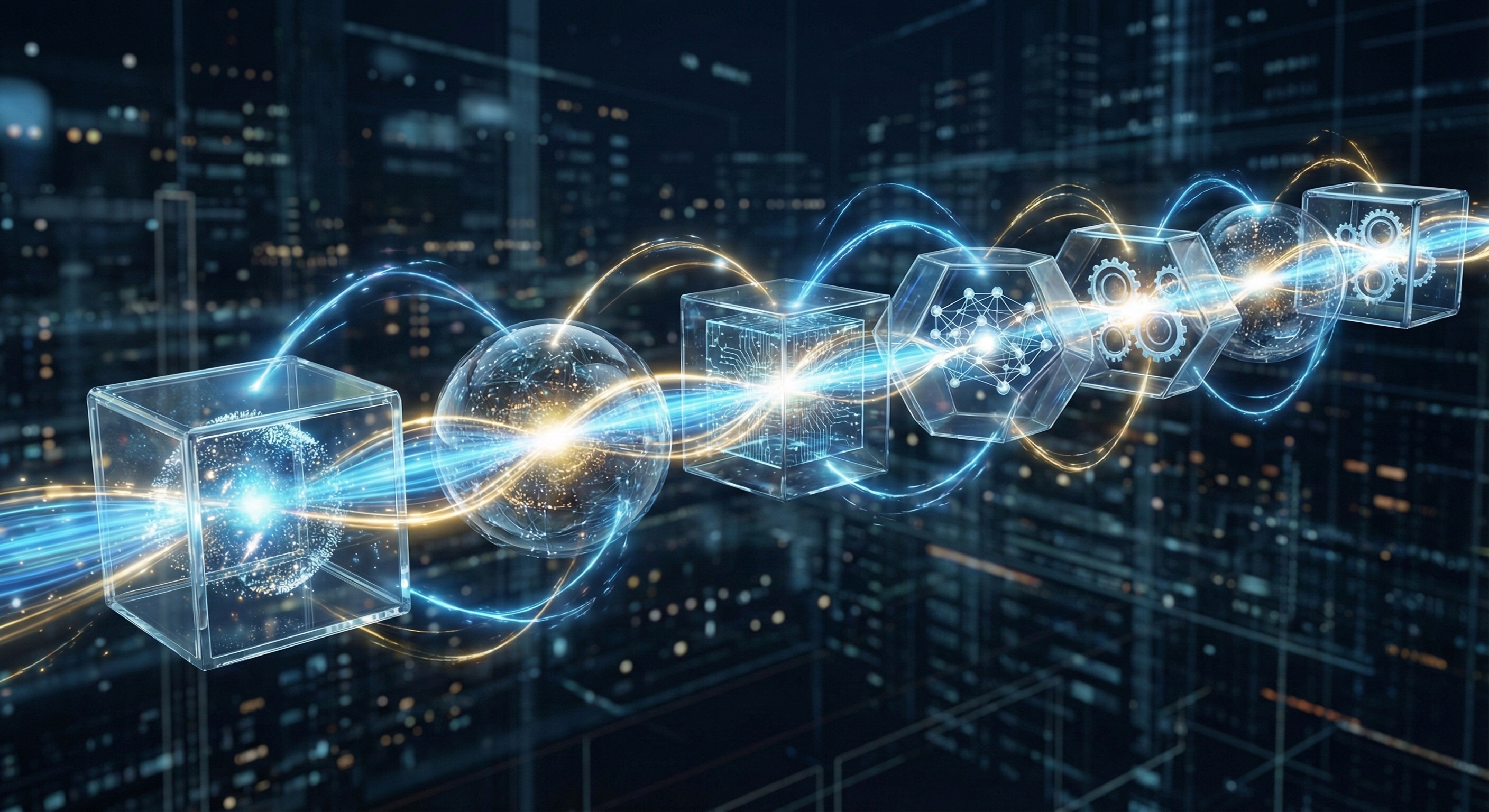 Prozessoptimierung visualisiert: Vernetzte Datenströme und KI-gestützte Workflow-Automatisierung