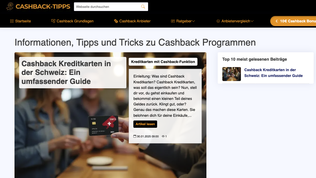 Cashback Tipps
