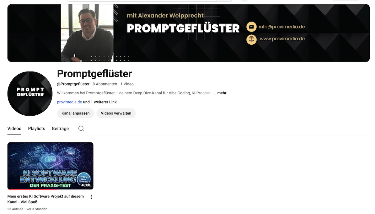 Neuer YouTube-Kanal @Promptgeflüster – Programmierung mit KI verstehen
